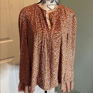 Ann Taylor Rust and White Patterned Blouse